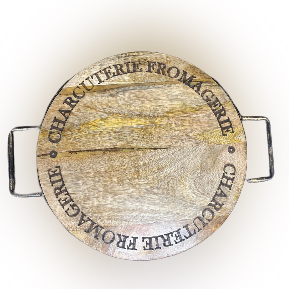 Engraved cheese tray with handles